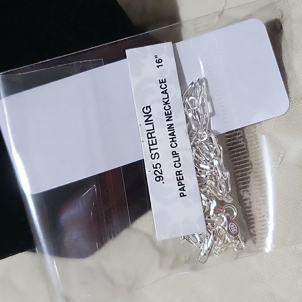 .925  16" Sterling Silver  Paper Clip Chain  Necklace - Picture 5 of 6